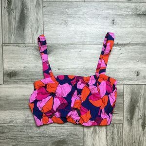 Abel The Label Ladies Multicolor Floral Rayon Sleeveless Crop Tank Top Size XS